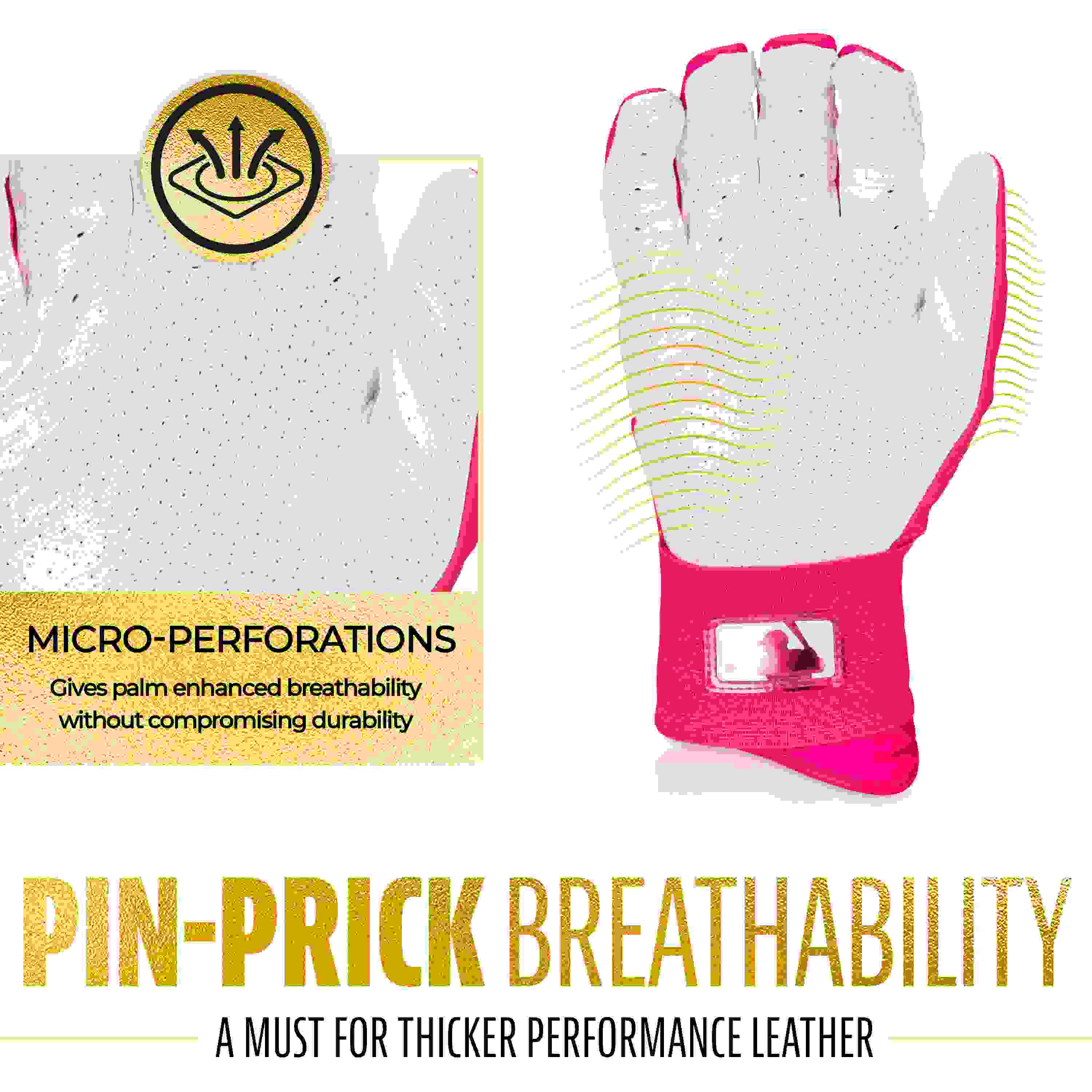 Franklin Sports MLB Powerstrap Youth Pink Batting Gloves